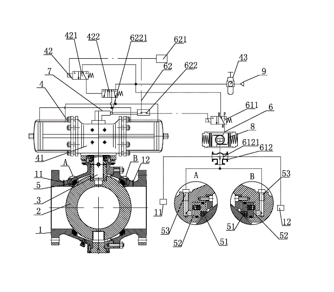 氣動(dòng)球閥結(jié)構(gòu)圖